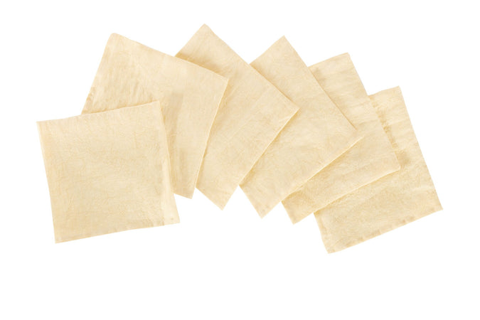 Set di 6 tovaglioli da tavola 45 X 45 CM in 100% puro lino lavato delavè stone washed morbido resistente elegante made in italy GIALLO PASTELLO