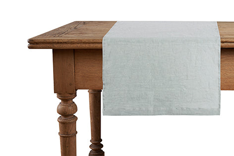 Runner da tavola in 100% puro lino lavato delavè stone washed morbido resistente elegante made in italy GRIGIO - Vanita di raso
