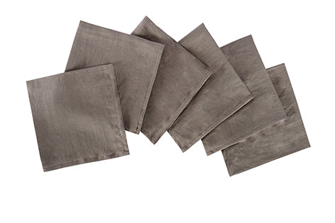 Set di 6 tovaglioli da tavola 45 X 45 CM in 100% puro lino lavato delavè stone washed morbido resistente elegante made in italy  TORTORA
