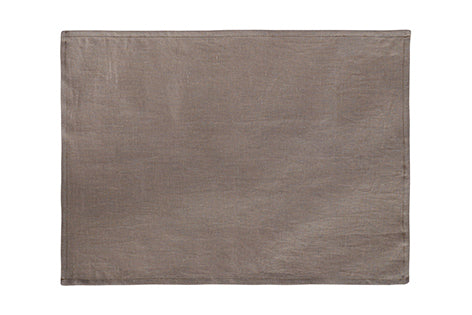 Set di 2 tovagliette americane coppia tovagliette 35 X 50 CM in 100% puro lino lavato delavè stone washed morbido resistente elegante made in italy  TORTORA - Vanita di raso