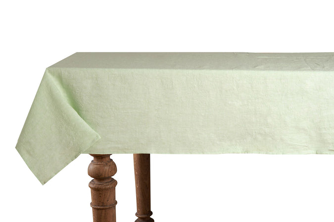 Tovaglia da tavola in 100% puro lino lavato delavè stone washed morbido resistente elegante made in italy  VERDE MENTA