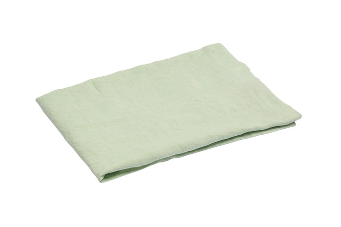 Runner da tavola in 100% puro lino lavato delavè stone washed morbido resistente elegante made in italy  VERDE MENTA - Vanita di raso