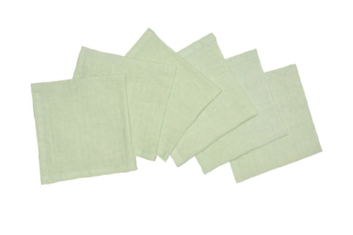 Set di 6 tovaglioli da tavola 45 X 45 CM in 100% puro lino lavato delavè stone washed morbido resistente elegante made in italy VERDE MENTA - Vanita di raso