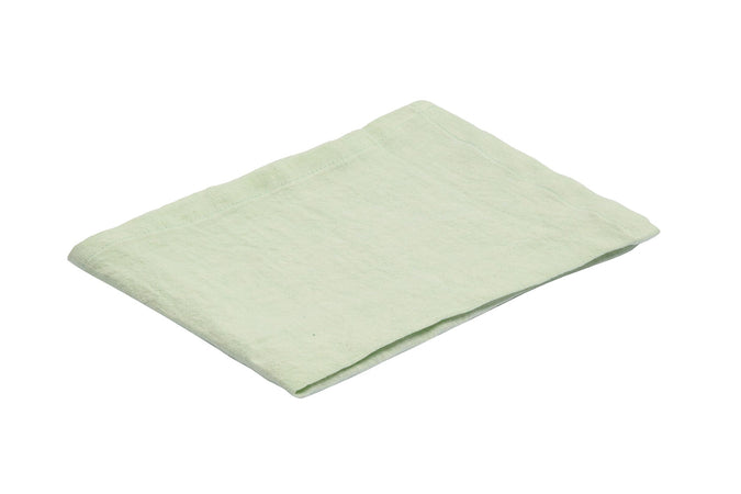 Set di 2 tovagliette americane coppia tovagliette 35 X 50 CM in 100% puro lino lavato delavè stone washed morbido resistente elegante made in italy VERDE MENTA - Vanita di raso