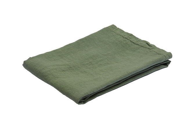 Tovaglia da tavola in 100% puro lino lavato delavè stone washed morbido resistente elegante made in italy  VERDE OLIVA