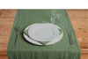 Runner da tavola in 100% puro lino lavato delavè stone washed morbido resistente elegante made in italy VERDE OLIVA - Vanita di raso