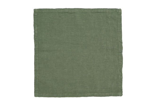 Set di 6 tovaglioli da tavola 45 X 45 CM in 100% puro lino lavato delavè stone washed morbido resistente elegante made in italy VERDE OLIVA
