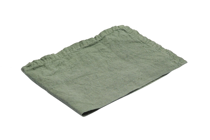 Set di 2 tovagliette americane coppia tovagliette 35 X 50 CM in 100% puro lino lavato delavè stone washed morbido resistente elegante made in italy VERDE OLIVA - Vanita di raso