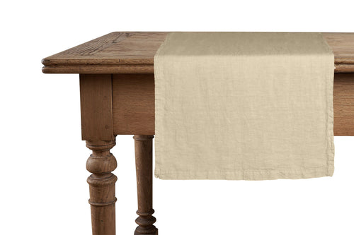 Runner da tavola in 100% puro lino lavato delavè stone washed morbido resistente elegante made in italy  SABBIA - Vanita di raso
