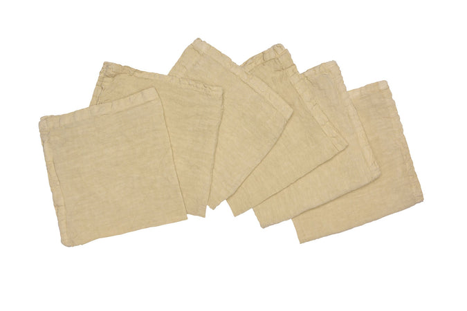 Set di 6 tovaglioli da tavola 45 X 45 CM in 100% puro lino lavato delavè stone washed morbido resistente elegante made in italy SABBIA