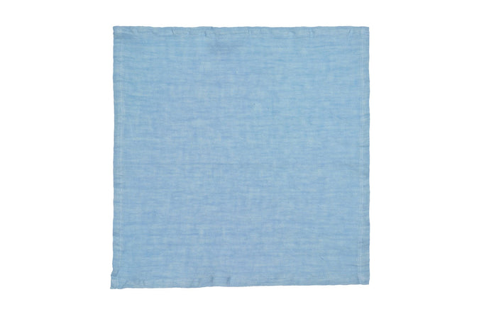 Set di 6 tovaglioli da tavola 45 X 45 CM in 100% puro lino lavato delavè stone washed morbido resistente elegante made in italy AZZURRO