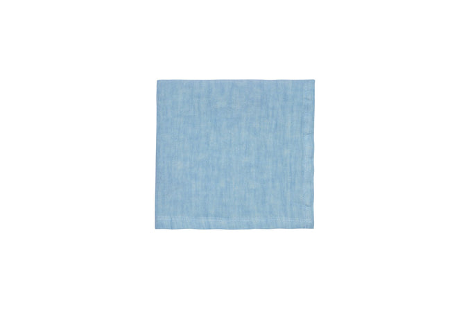 Set di 6 tovaglioli da tavola 45 X 45 CM in 100% puro lino lavato delavè stone washed morbido resistente elegante made in italy AZZURRO