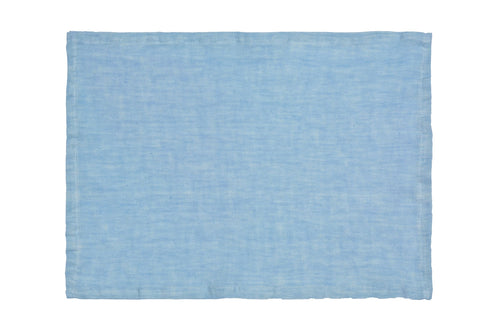 Set di 2 tovagliette americane coppia tovagliette 35 X 50 CM in 100% puro lino lavato delavè stone washed morbido resistente elegante made in italy  AZZURRO - Vanita di raso