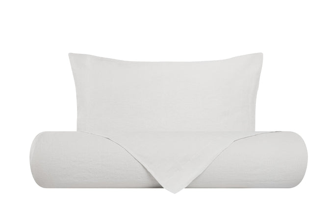 Parure letto in Puro Lino Stonewashed Grigio Perla