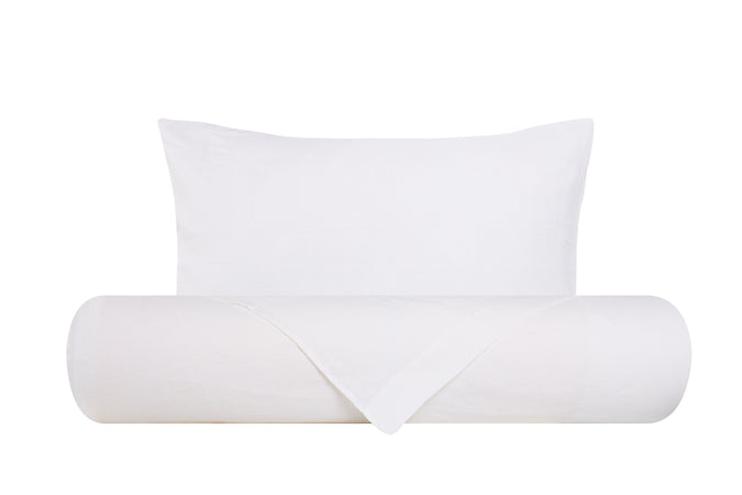 Parure copripiumino in puro lino stone washed Bianco