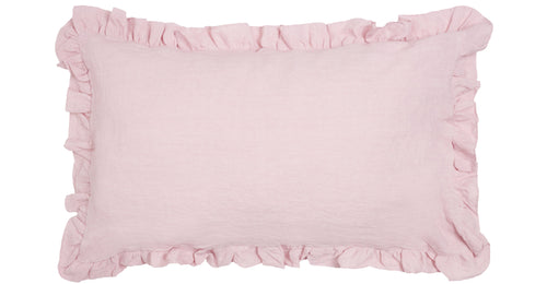 Federa in puro lino stonewashed Rosa con Frou Frou
