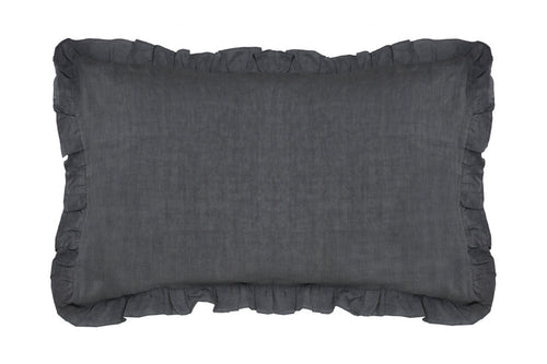 Federa in puro lino stonewashed Tifone con Frou Frou