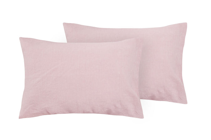 Parure letto in Puro Lino Stonewashed Rosa Perla