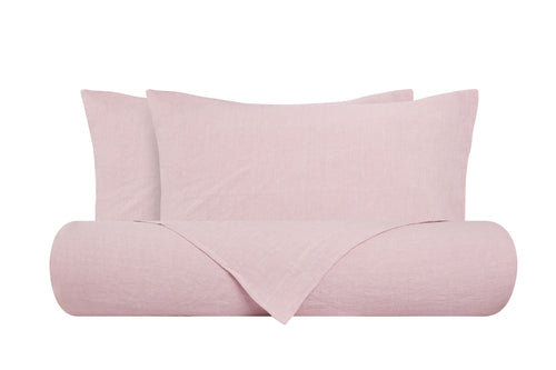 Parure letto in Puro Lino Stonewashed Rosa Perla