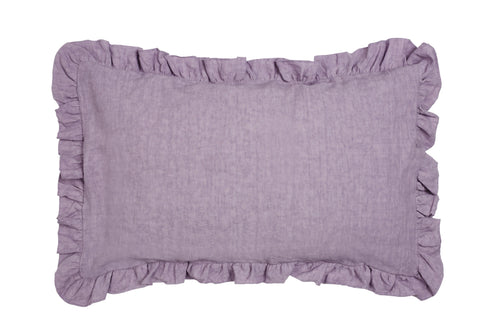 Federa in puro lino stonewashed Violetta con Frou Frou