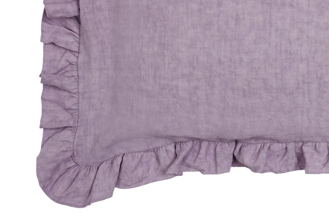 Federa in puro lino stonewashed Violetta con Frou Frou