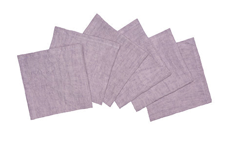 Set di 6 tovaglioli da tavola 45 X 45 CM in 100% puro lino lavato delavè stone washed morbido resistente elegante made in italy VIOLETTA