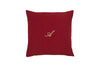 Cuscino Arredo con elegante iniziale ricamatain puro lino stone washed Bordeaux