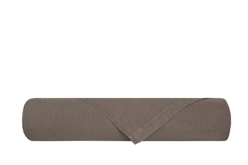 Lenzuolo piano in puro lino stonewashed Tortora