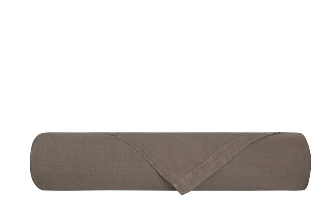 Lenzuolo piano in puro lino stonewashed Tortora