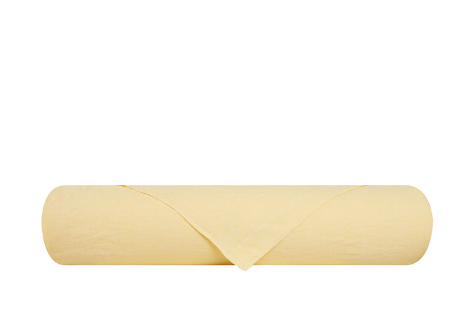 Lenzuolo piano in puro lino stonewashed Giallo