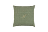 Cuscino Arredo con elegante iniziale ricamatain puro lino stonewashed Oliva