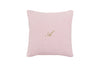 Cuscino Arredo con elegante iniziale ricamatain puro lino stonewashed Rosa