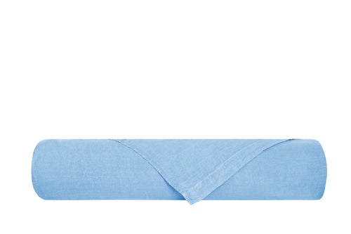 Lenzuolo piano in puro lino stonewashed Azzurro