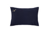 Federa con elegante iniziale ricamata in puro lino stonewashed Blu Notte