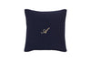 Cuscino Arredo con elegante iniziale ricamatain puro lino stonewashed Blu Notte