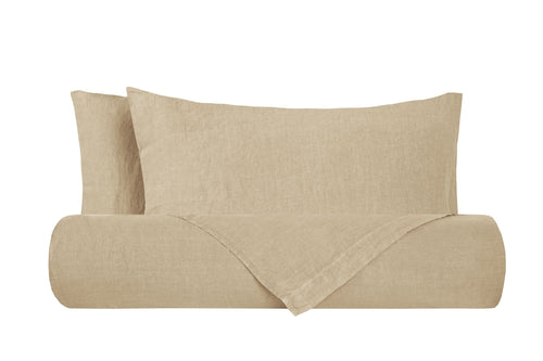 Parure letto in Puro Lino Stonewashed Sabbia