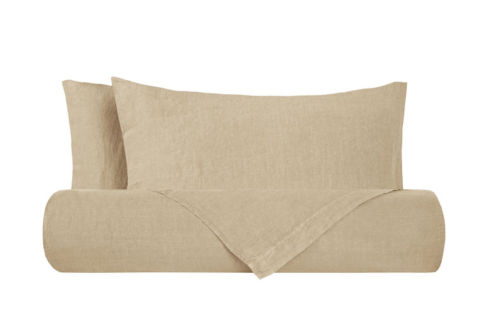 Parure letto in Puro Lino Stonewashed Sabbia