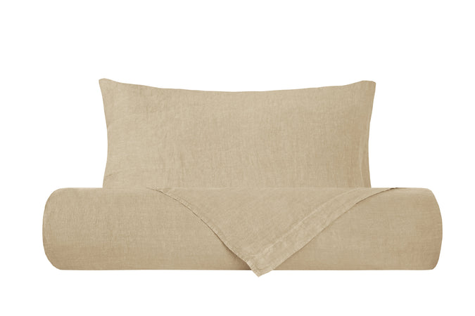 Parure letto in Puro Lino Stonewashed Sabbia