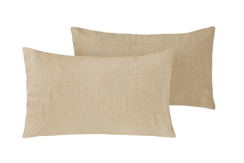 Coppia di federe in puro lino stone washed Sabbia