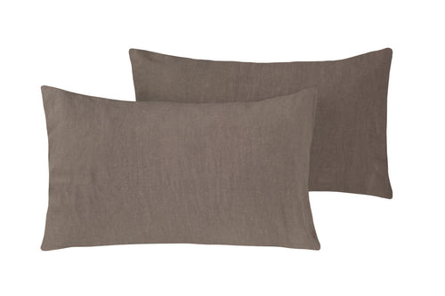 Coppia di federe in puro lino stone washed  Tortora