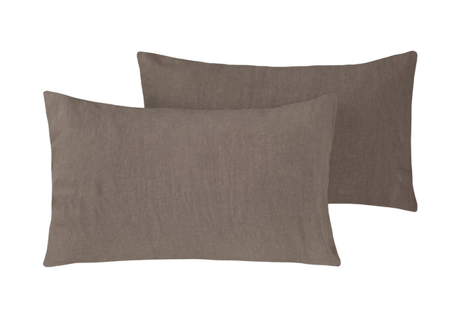 Parure letto in Puro Lino Stonewashed Tortora