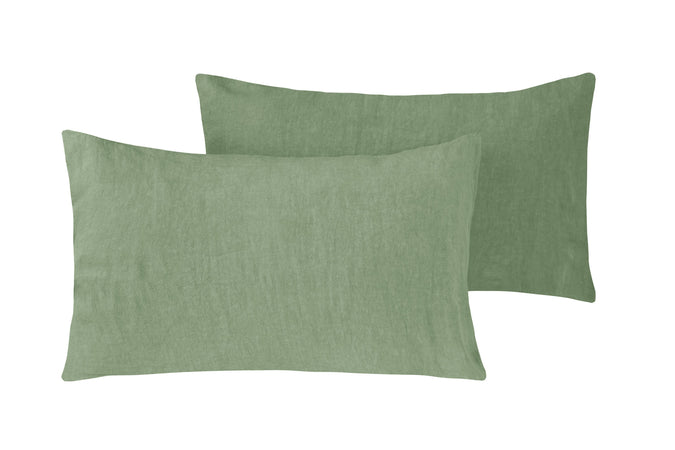 Parure copripiumino in puro lino stone washed Verde Oliva