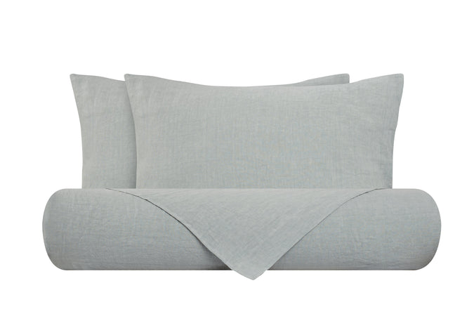 Parure letto in Puro Lino Stonewashed Grigio Fumo