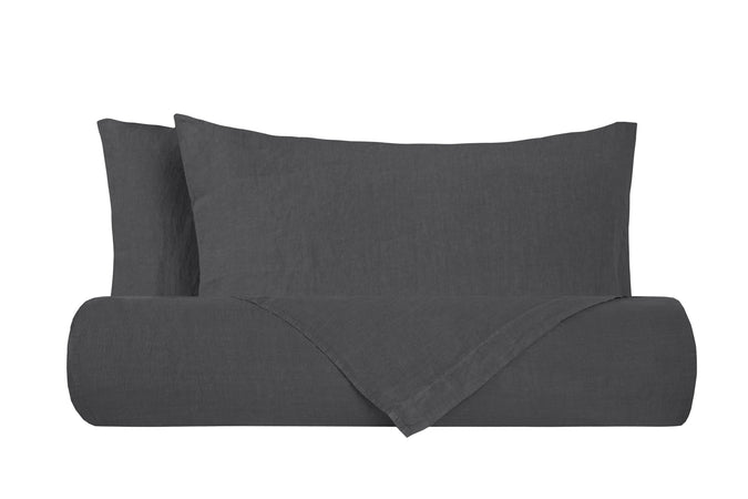 Parure copripiumino in puro lino stone washed  Grigio Tifone