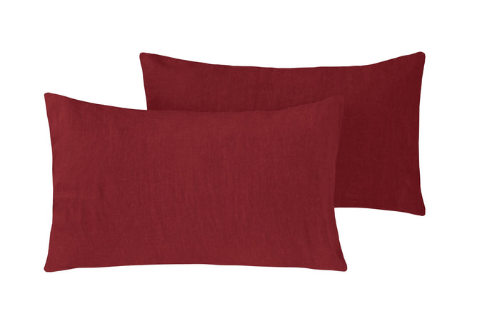 Parure letto in Puro Lino Stonewashed Bordeaux
