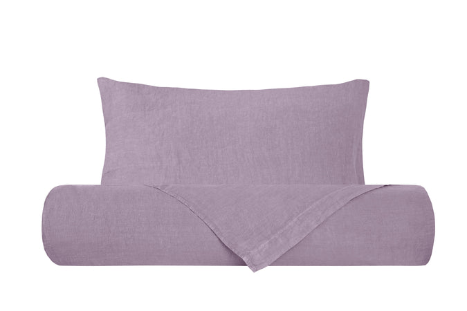 Parure copripiumino in puro lino stone washed Violetta