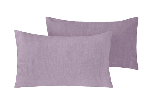 Coppia di federe in puro lino stone washed Violetta