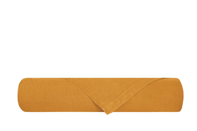 Parure letto in Puro Lino Stonewashed Ocra