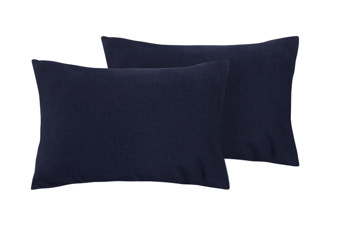Parure copripiumino in puro lino stone washed Blu Notte