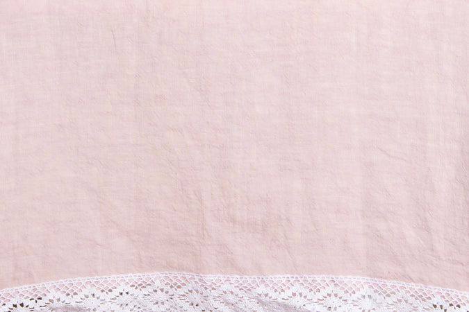 Runner da tavola in 100% puro lino lavato delavè stone washed morbido resistente elegante made in italy Rosa con Pizzo